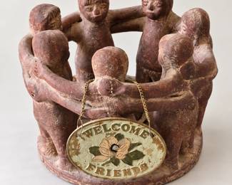Circle of Friends Sculpture with Welcome Sign