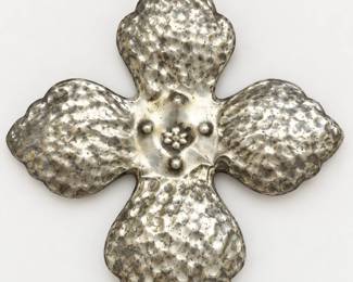 Hammered Silver-Tone Decorative Cross