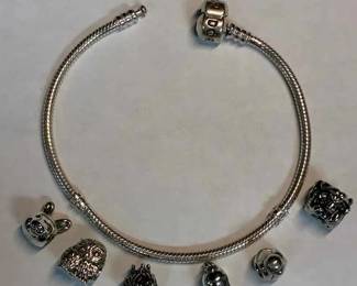 SH120VPandora Sterling Charms And Bracelet
