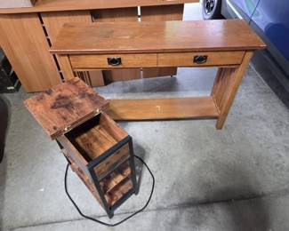 MissionStyle Oak Console Table with Powered Side Table