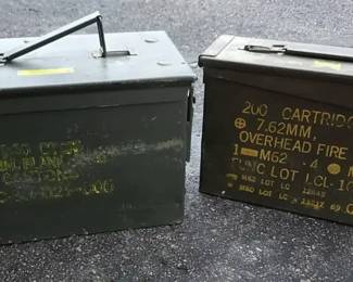 Vintage Military Ammo Cans with .22 LR Ammunition  Collectible Tins