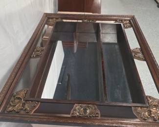 Framed Antique Mirror with Shelves