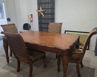 Dining set table, leafs and 4 chairs