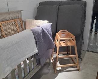 Baby bed and toddler high chair