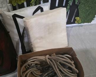 Boat anchor and life cushions