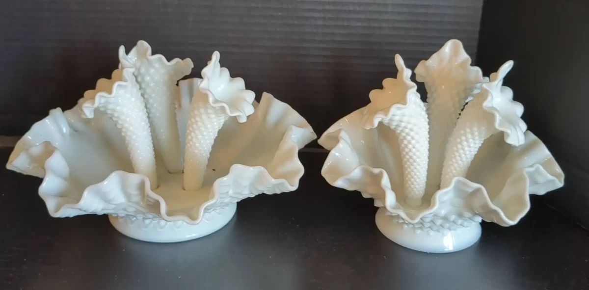 Vintage Hobnail Epergnes by Fenton