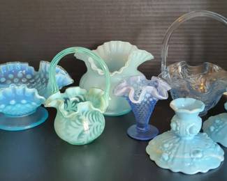 Baby Blue and Aqua Glassware, Including Blue Milk Glass