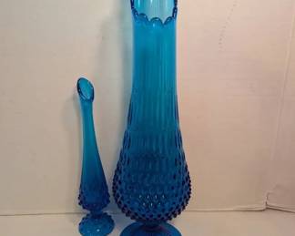 Fenton blue Swung Bud Vase