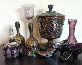 Fenton Carnival Glass and Violet Glass