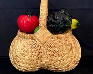 Decorative Ceramic Basket with Glass Fruit