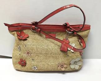 Coach Straw Floral Tote Bag, AUTHENTICATED