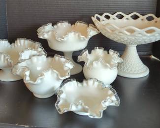 Fenton Silver Rest and Other Milk Glass