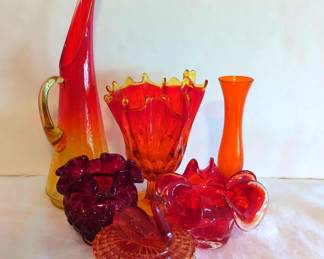 Red And Orange Glass Collectibles