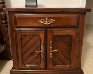Dark Wood Nightstand with Timex Clock