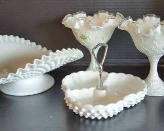 White Fenton Glass