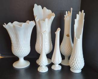 Vintage Fenton Hobnail Swung Vases