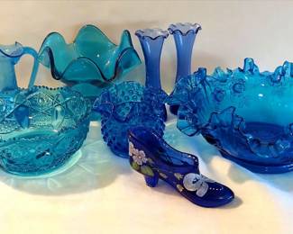 Blue Glass Collection Including Fenton