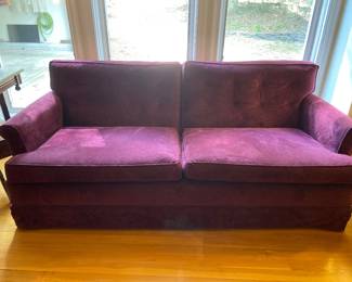 Lovely custom plum velveteen sofa!
