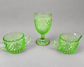Hobnail Creamer, Sugar and Goblet