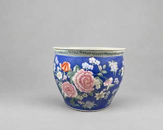 Blue Floral Porcelain Jardinere