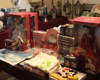 Disney Vinylmations, VHS Tapes, & Porcelain Princess Dolls
