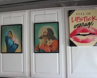 Madonna and Jesus lithographs on fabric
