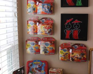 Battle B-Daman Figures (Sealed), Marvel Spider-Man & Friends Memory Match-Up (Sealed), Hot Wheels - 1969 - Sizzlers Juice Machine (NIB), Hot Wheels Radar Gun (Sealed), & Signed Original Paintings by Noted Interior Designer and Artist Josel Suarez