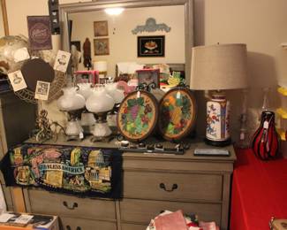 Vintage lamps and handmade 70's pottery