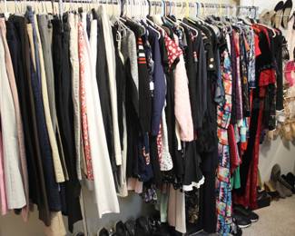 Women's clothing (from xs to 4x) including pants, shorts, skirts, jeans, dresses, shirts, shoes, etc