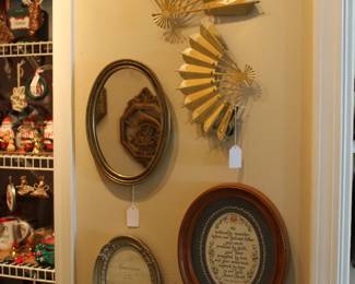 Vintage mirror and wall hangings