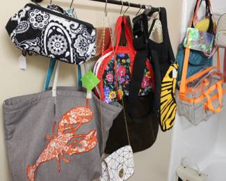 makeup case, totes, purses and backpack