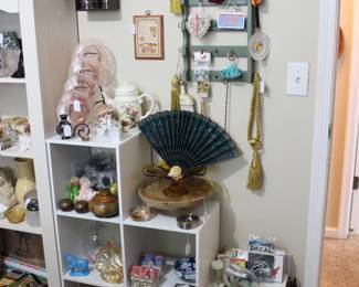 Pink depression, wood stands, hand made pottery, Otagiri, Takahashi, Jeanette