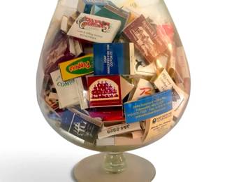 Large Glass Vase Of Vintage Matchbooks