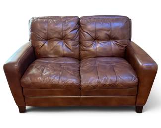 Dark Brown Leather 2 Cushion Sofa