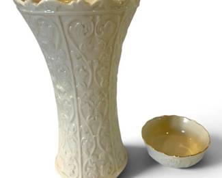 Lenox Wentworth Vase 11 And Small Lenox Rose Dish With Gold Rim