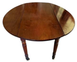 Antique Walnut Round Drop Table With Extenders