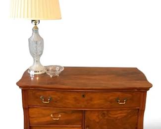 Antique Cabinet, Lamp Dish 3pc