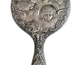 Sterling Silver Art Nouveau Hand Mirror by Broadway Co. 164g