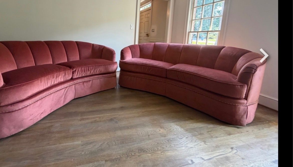 Pair of 81” Swaim Mohair sofas