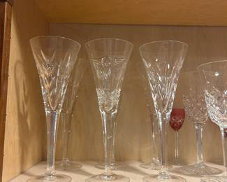Waterford Champagne flutes plus 2 blue glasses$300