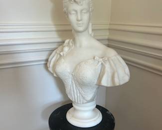 Solid marble museum quality bust and pedestal