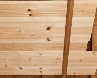 Garage has ply wood 