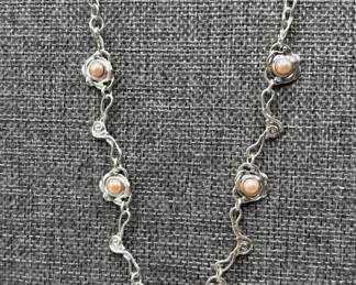 Hagit Gorali Rose Quartz and Pearl Necklace And Earrings