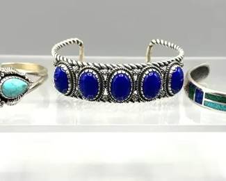 3 Multi Stone Southwest Design Cuff Bracelet