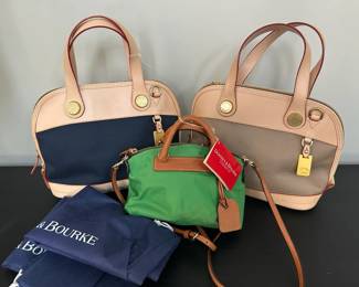 2 Dooney  Bourke Small Cabriolet Satchels Tan  Navy  Nylon Mini Juliette Satchel