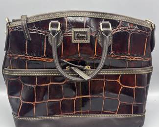 Dooney  Bourke Croco Embossed Leather Satchel with Pocket