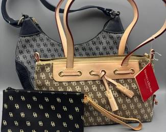 Dooney And Bourke Monogram Medium Hobo, Tassel Tote and Wristlet