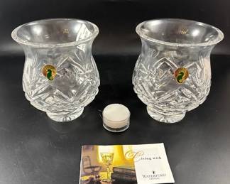 Set Of Two Waterford Crystal Hurricane Glasses
