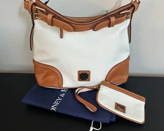 Dooney  Bourke IVORY Leather Hobo Bag with Wristlet and Key Fob