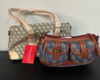 Dooney  Bourke Wool Blend Signature Fabric Domed Satchel  Signature Denim Small Banana Bag